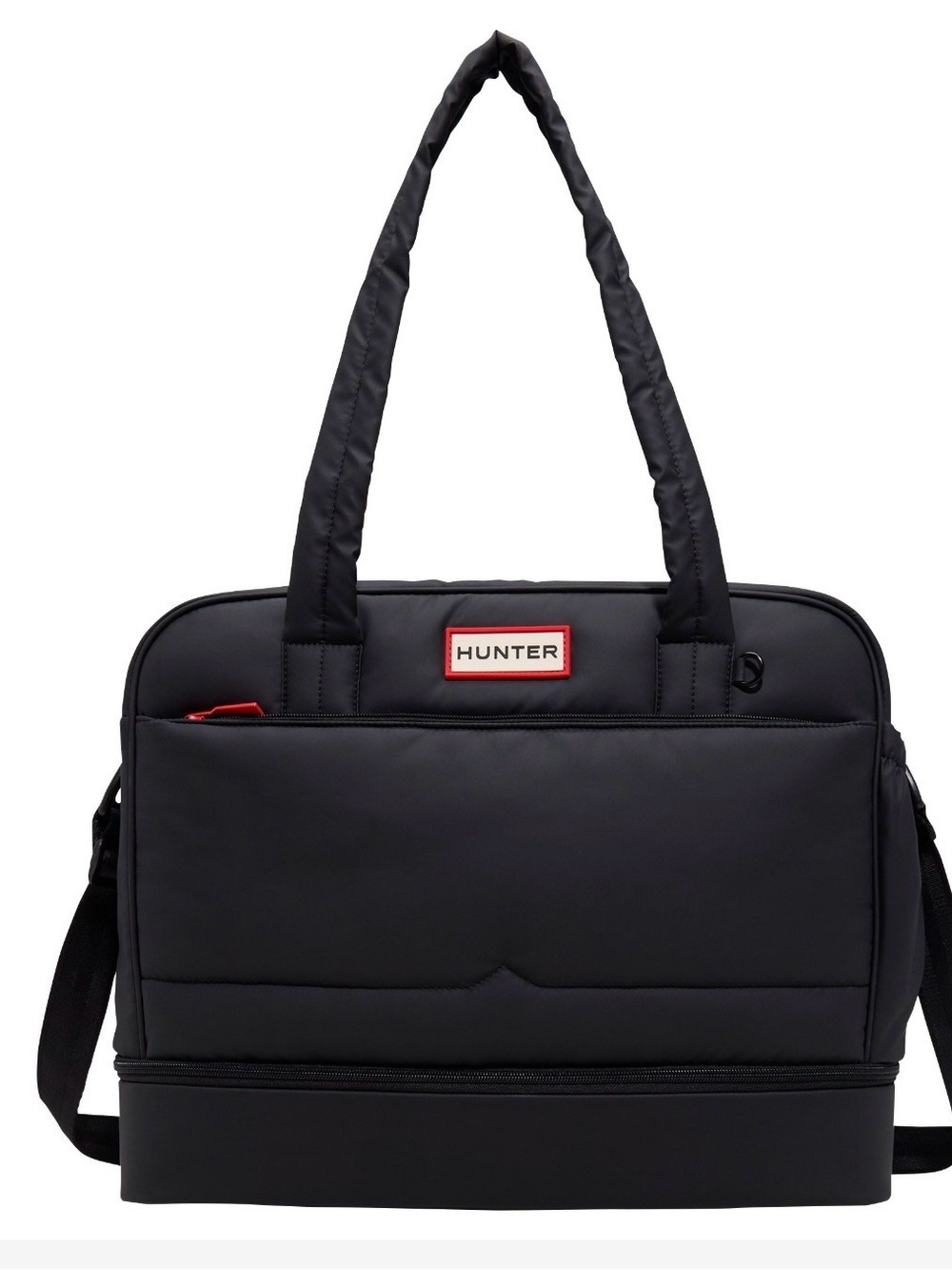 Hunter Black Duffel Bag with Red Accents